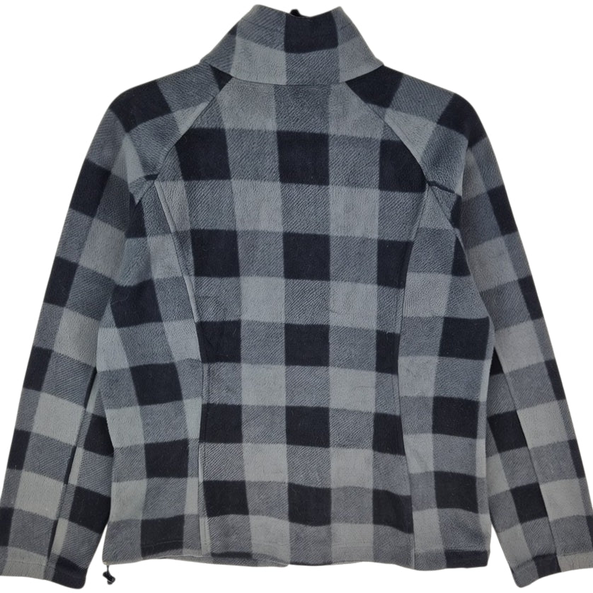 Columbia Womens Grey Checkered Fleece Zip Jumper Size L