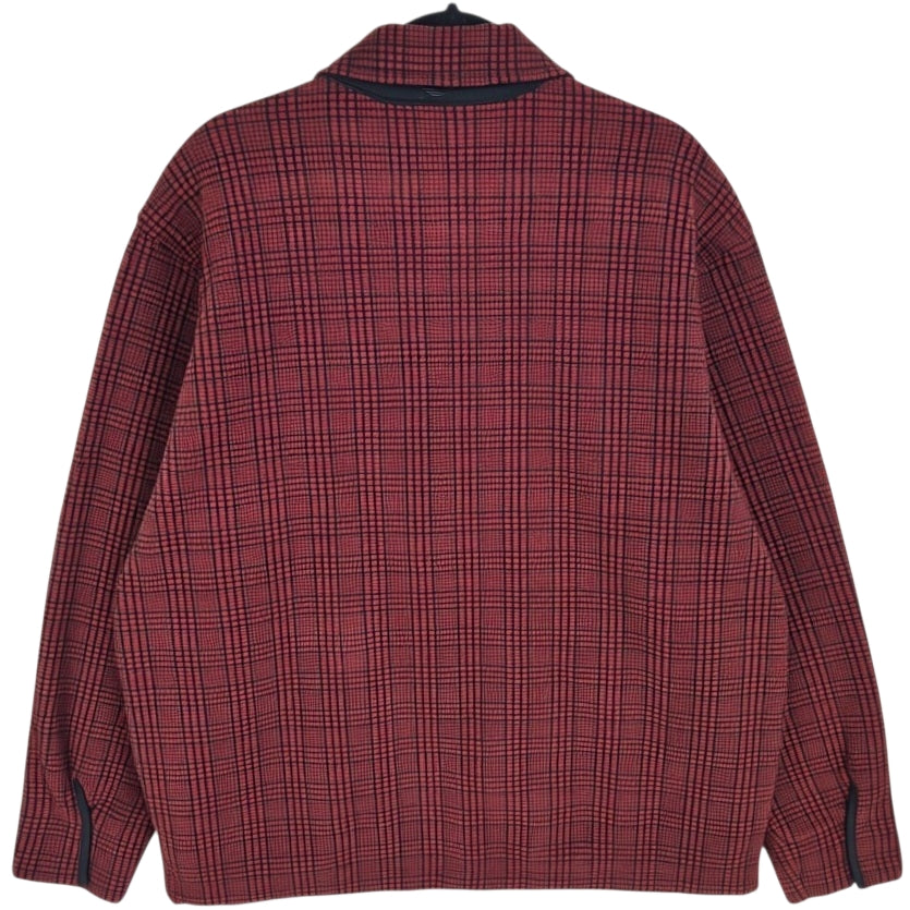 Vintage Timberland 90's Burgundy Checkered Fleece Zip Jacket Size L