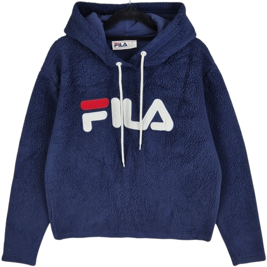 FILA Dark Blue Embroidered Fleece Hoodie Size M