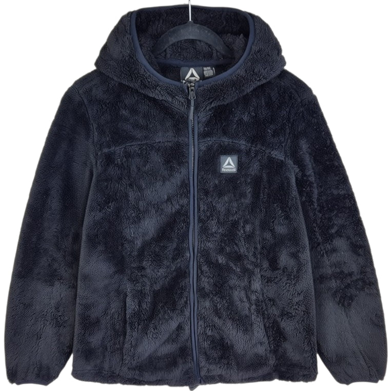 Reebok Womens Black Hooded Mink Fleece Zip Jumper Size M