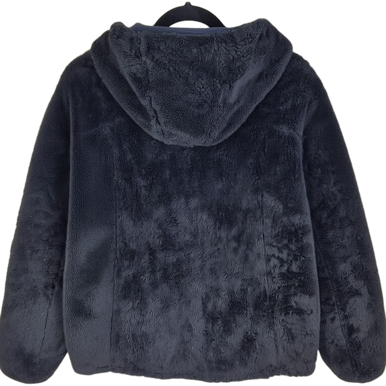 Reebok Womens Black Hooded Mink Fleece Zip Jumper Size M