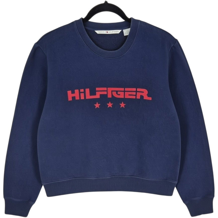 Tommy Hilfiger Womens Dark Blue Cotton Crewneck Sweater Size L