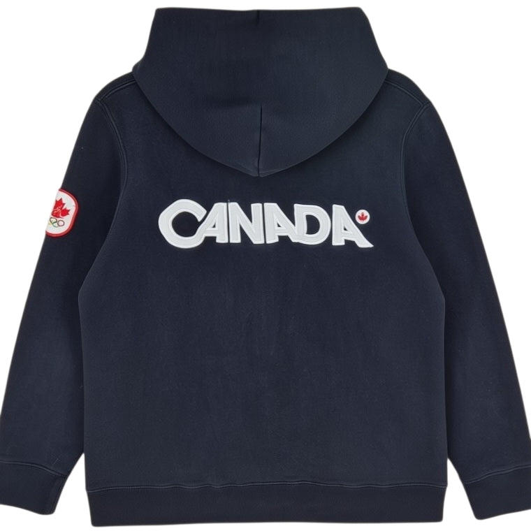 Canada Olympic Team Womens Black Heavy Embroidered Zip Hoodie Size XL