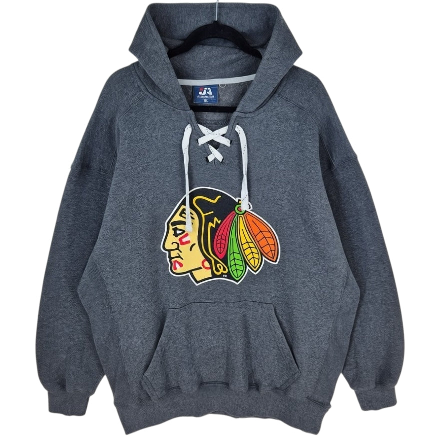 Chicago Blackhawks Hockey Grey Cotton Hoodie Size XL