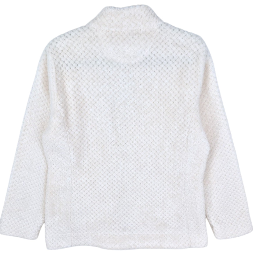 Calvin Klein Womens White Textured Fleece Zip Jumper Size L
