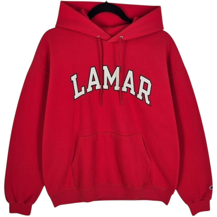 Champion Red Lamar University Red Cotton Hoodie Size L
