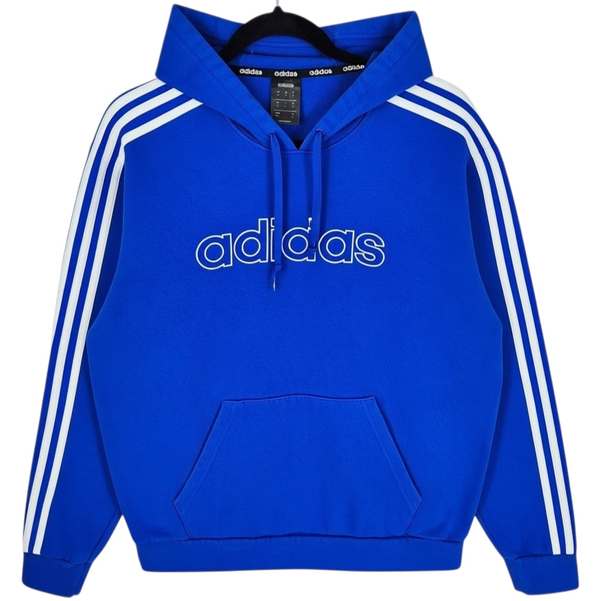 Adidas Blue Chest Script Hoodie Size M