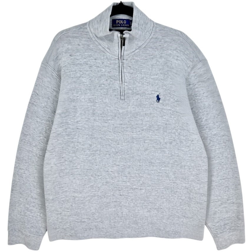 Polo Ralph Lauren Light Grey Quarter Zip Knit Sweater Size L