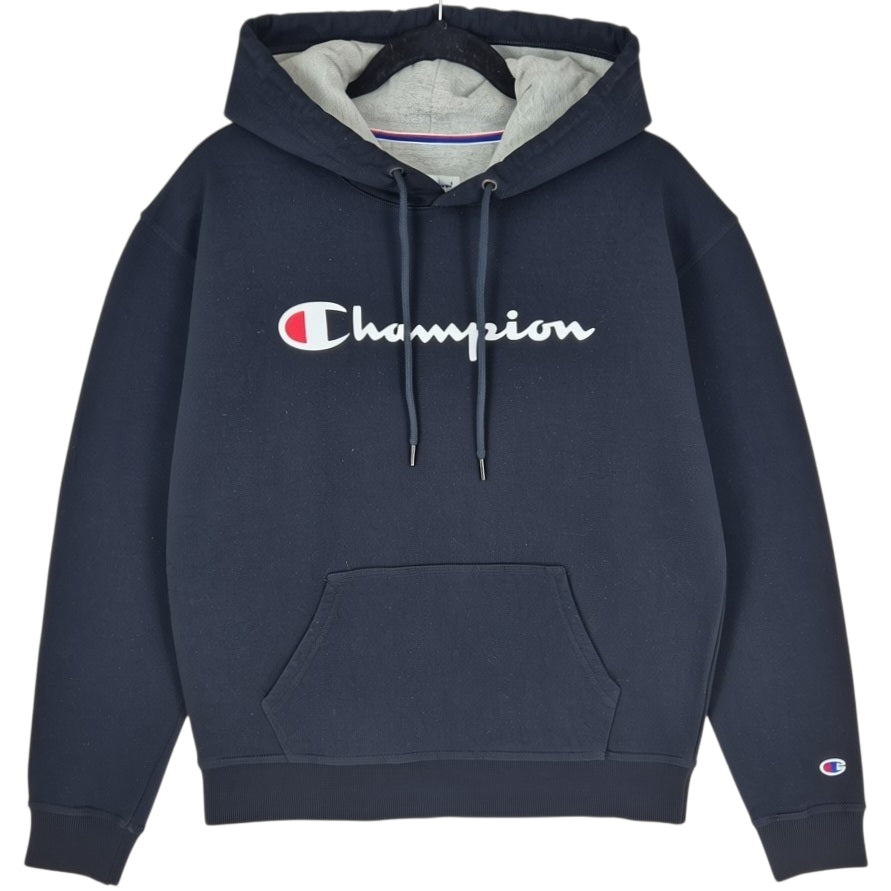 Champion Black Chest Script Hoodie Size M