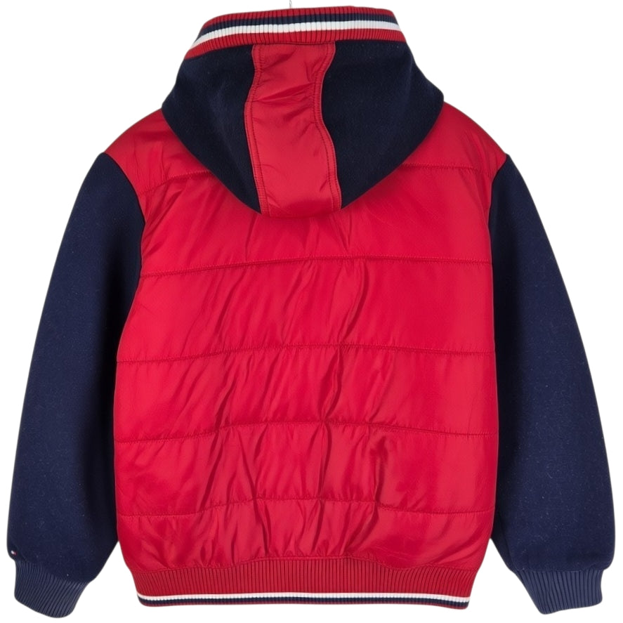 Tommy Hilfiger Red & Dark Blue Embroidered Quilted Heavy Jacket Size S