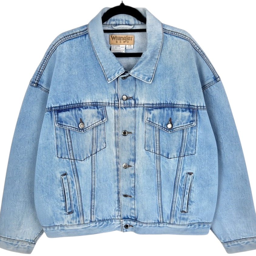 Vintage Wrangler Hero 90's Blue Heavy Denim Jacket Size L