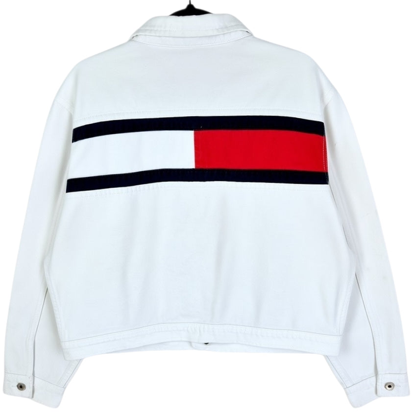 Vintage Tommy Hilfiger 90's Womens White Denim Jacket Size XL