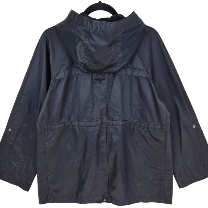 Tommy Hilfiger Womens Black Hooded Trench Shell Jacket Size XL