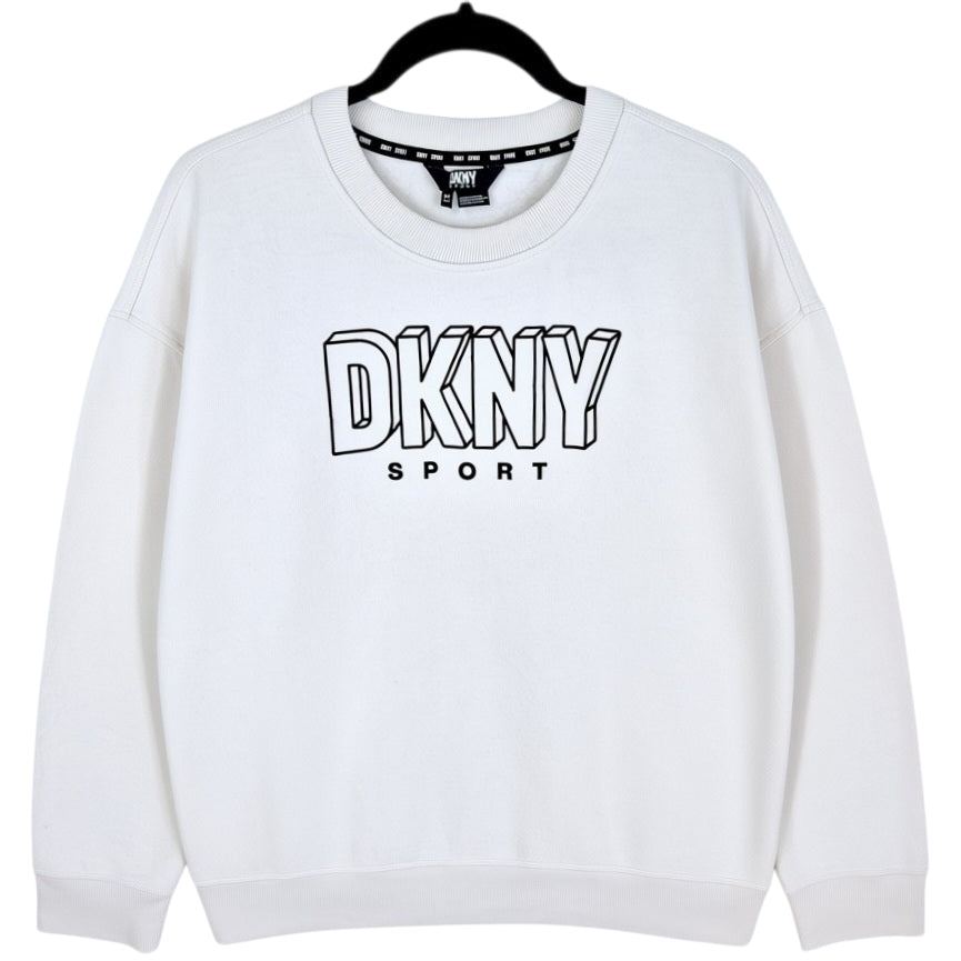 DKNY Sport Womens Cream Brown Crewneck Sweater Size M