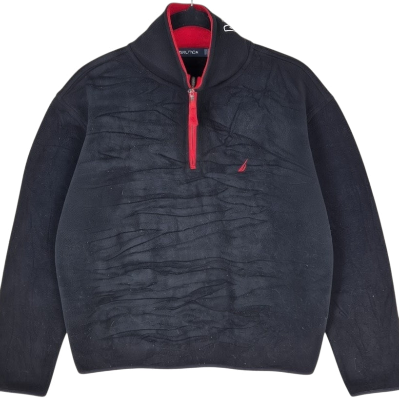 Nautica Black Quarter Zip Fleece Jumper Size M