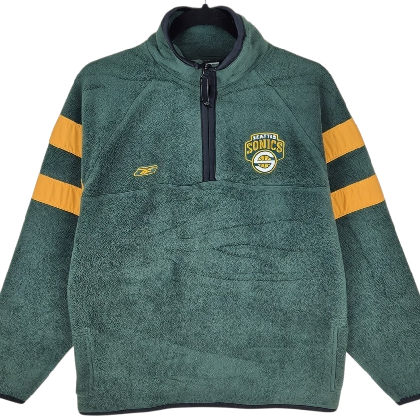 Vintage Reebok Seattle Sonics 2000's Grey Quarter Zip Fleece Jumper Size S