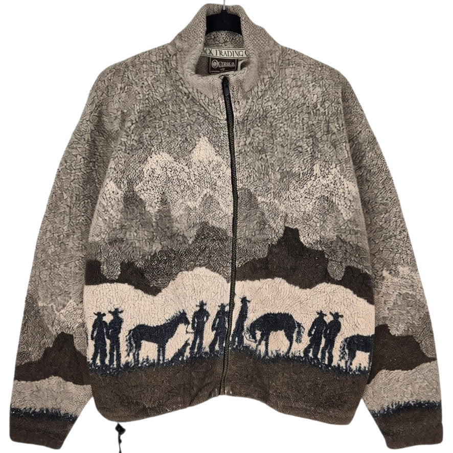 Vintage Outback Trading Co 80's Brown Fleece Jumper Size M