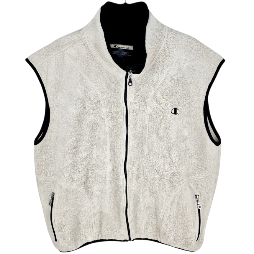 Vintage Champion 90's Cream White Fleece Vest Size L