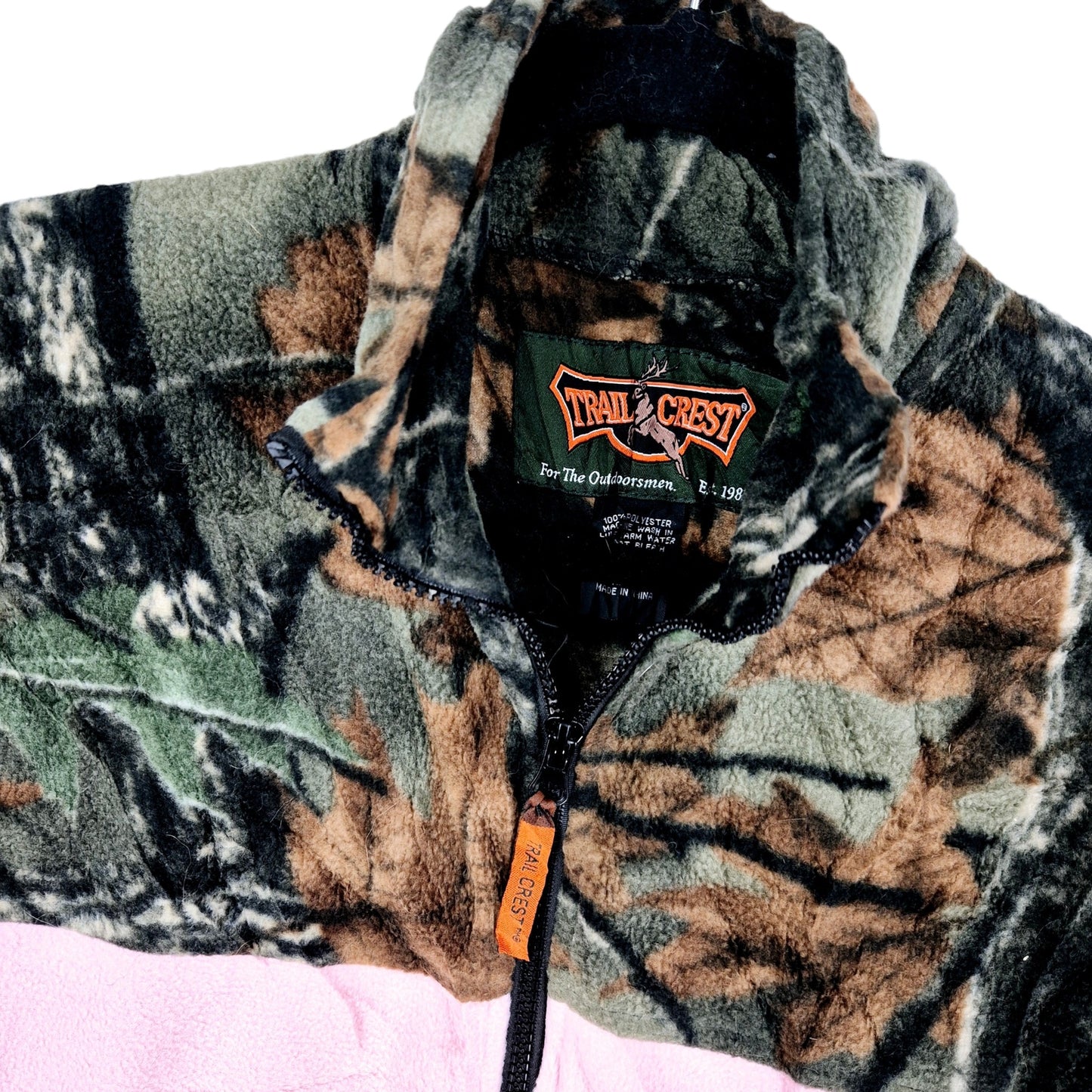 Vintage Trail Crest 90's Pink Camo Fleece Zip Jumper Size M