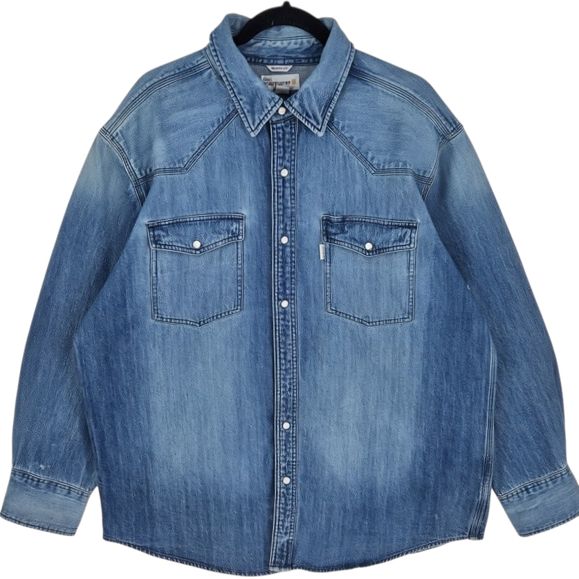 Carhartt Blue Button Denim Jacket Size XL