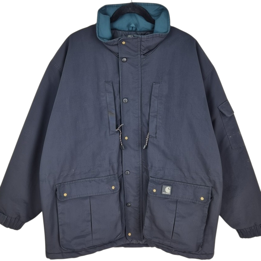 Vintage Carhartt 90's Black Heavy Quilted Nylon Jacket Size 2XL