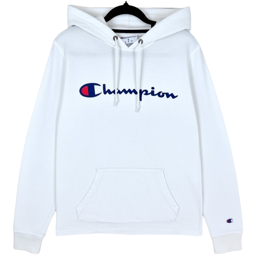 Champion White Light Chest Script Hoodie Size S