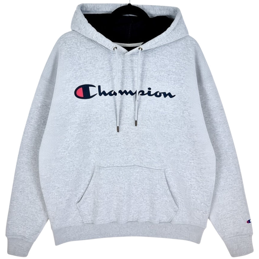 Champion Grey Chest Script Hoodie Size XL