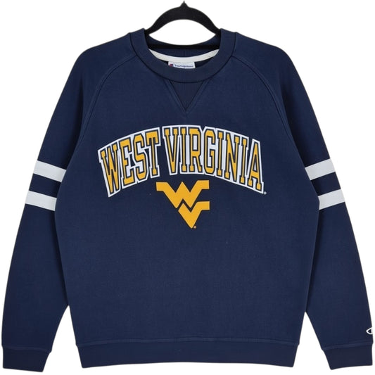 Champion West Virginia Football Dark Blue Embroidered Sweater Size M