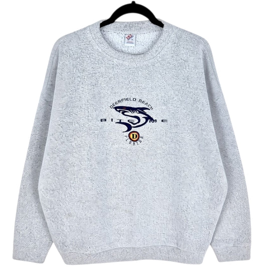 Vintage Deerfield Beach Florida 80's Light Grey Crewneck Sweater Size XL