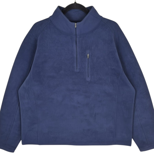 LL Bean Dark Blue Quarter Zip Fleece Jumper Size XL