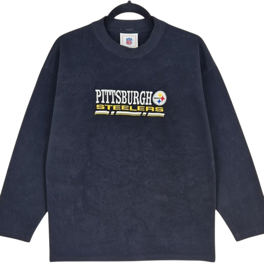 NFL Pittsburgh Steelers Black Embroidered Fleece Sweater Size L