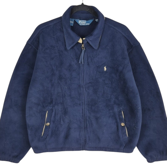Vintage Polo Ralph Lauren 90's Dark Blue Fleece Bomber Jacket Size L