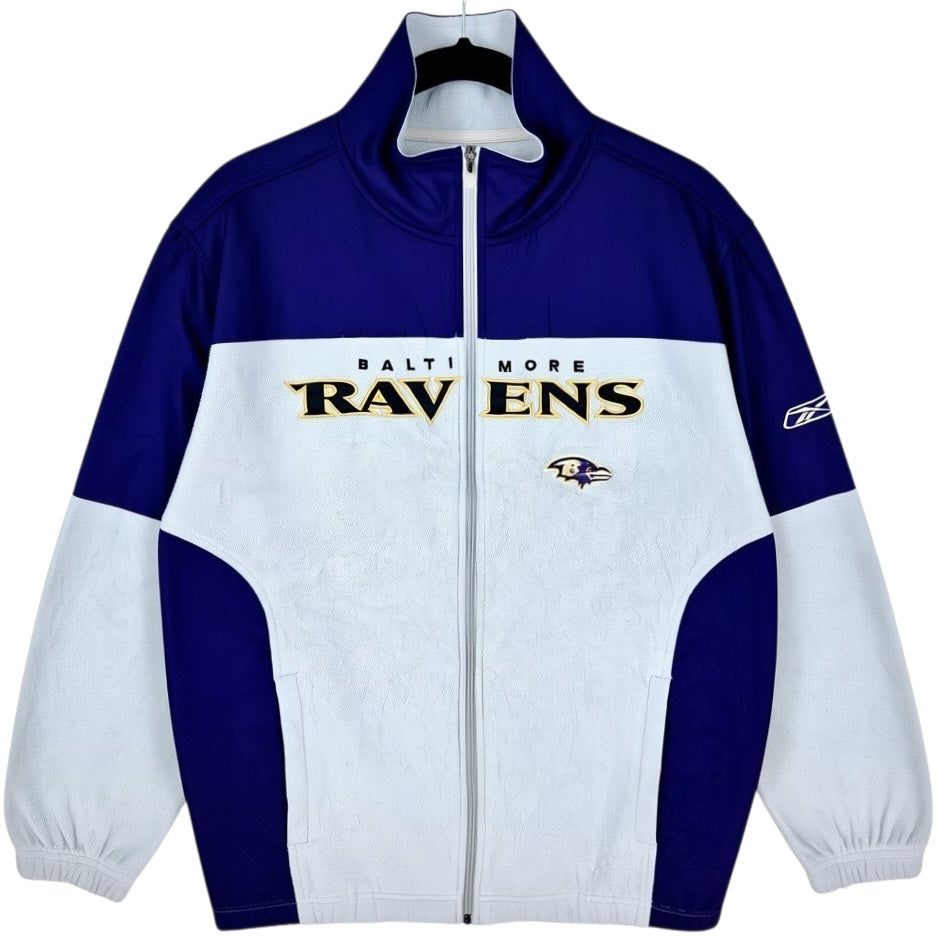 Reebok NFL Baltimore Ravens Grey & Purple Fleece Zip Jumper Size M