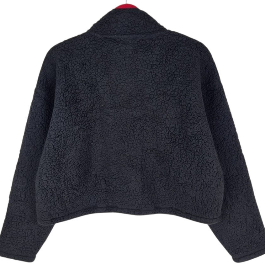Tommy Jeans Womens Black Crop Fleece Jumper Size L