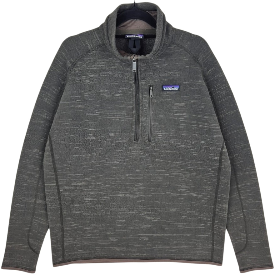 Patagonia Dark Grey Khaki Quarter Zip Fleece Jumper Size L