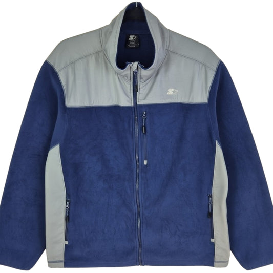 Vintage Starter 2000's Dark Blue & Grey Fleece Zip Jumper Size L