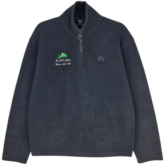 Vintage Starter 2000's Black Jo Jo's Java Quarter Zip Fleece Jumper Size M