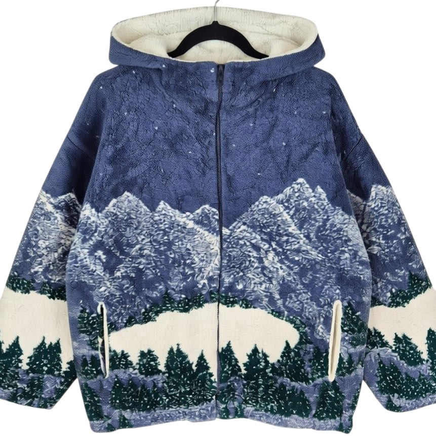 Vintage Country Woods 90's Blue Heavy Fleece Zip Hoodie Size L