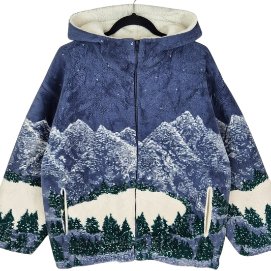 Vintage Country Woods 90's Blue Heavy Fleece Zip Hoodie Size L