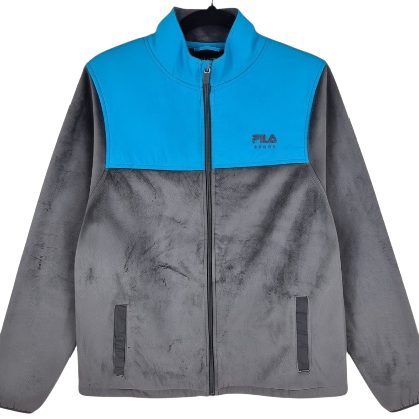 FILA Sport Womens Grey & Blue Mink Fleece Zip Jumper Size M